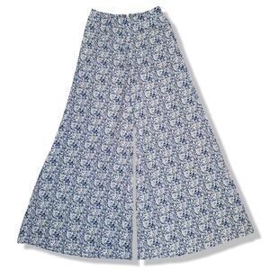 SHEIN Floral Pattern Wide Leg Pants Size XS Blue / White